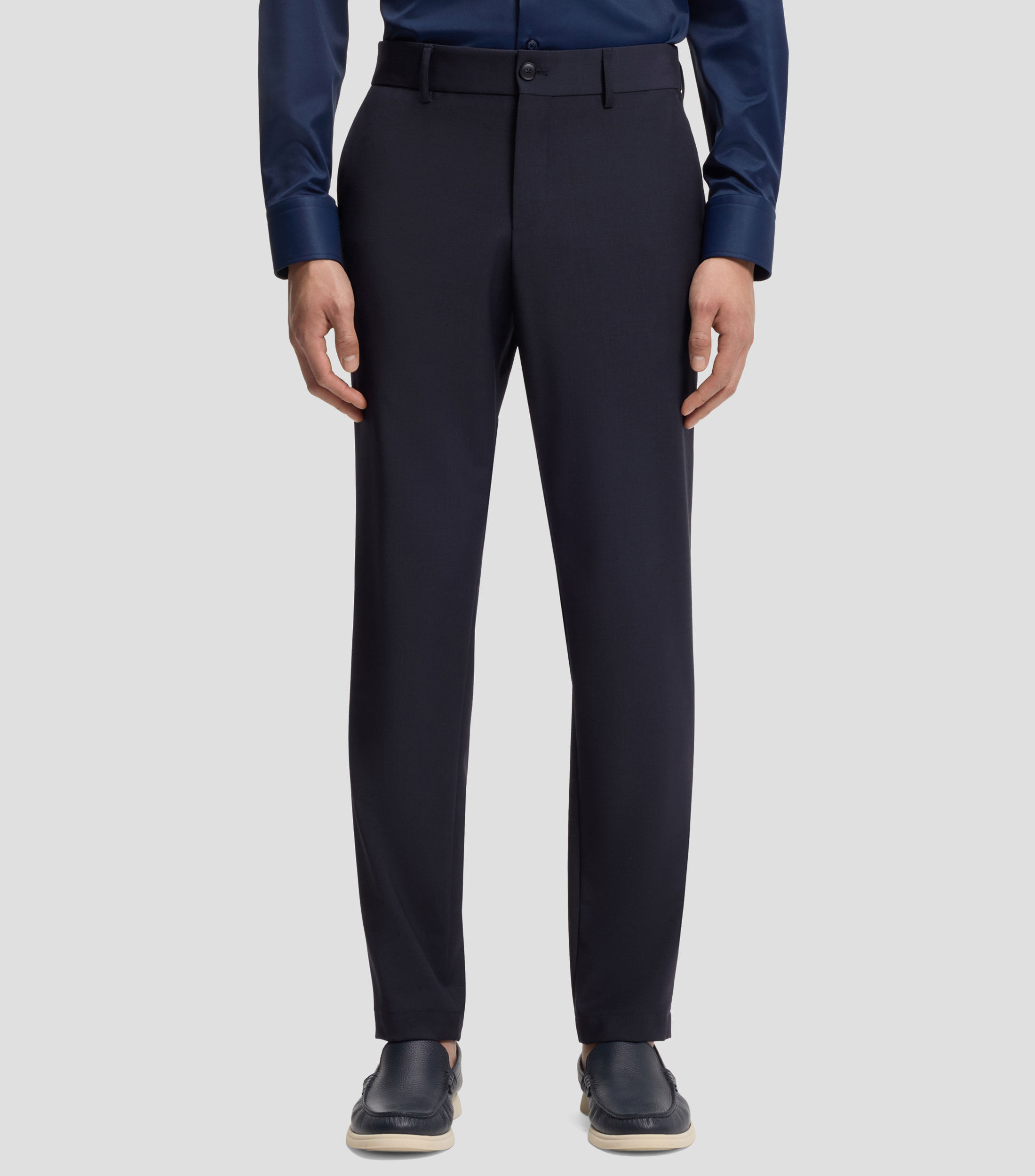 Pantalones slim fit de mezcla de lana lavable Hombre